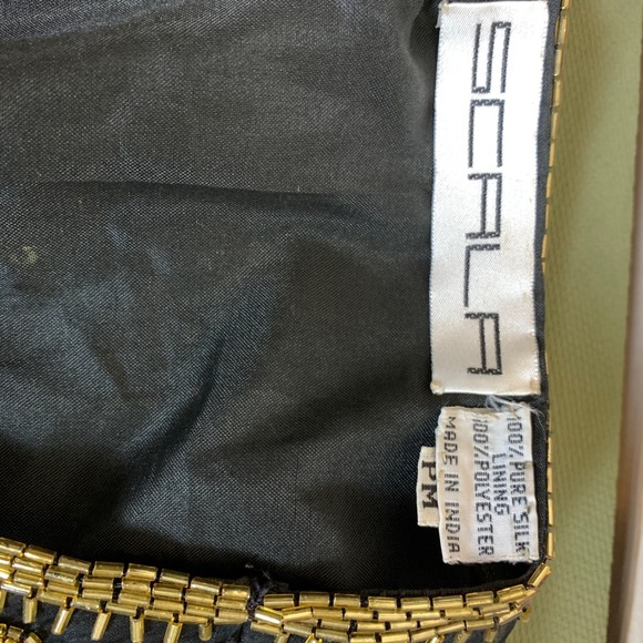 Vtg Scala Beaded Sequin Jacket Womens PM Gold 100% Silk Cropped Bolero Glam - Picture 8 of 13